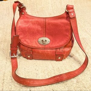Vintage Fossil Leathe Burnt Orange Crossbody Bag